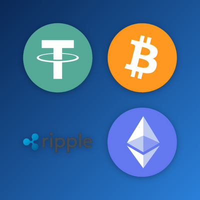 1Win affiliates crypto payout tile featuring USDT and Bitcoin coin icons