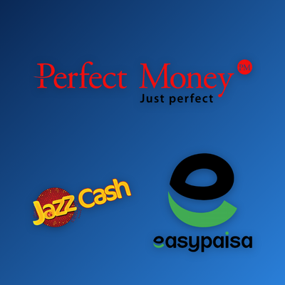 1Win app deposit screen showing JazzCash and Easypaisa payment options with a confirmed checkmark