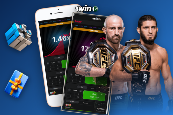 1Win Aviator app download on smartphone showing crash game multiplier curve
