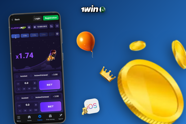 1Win Lucky Jet dual bet panel letting players run two independent stakes per round