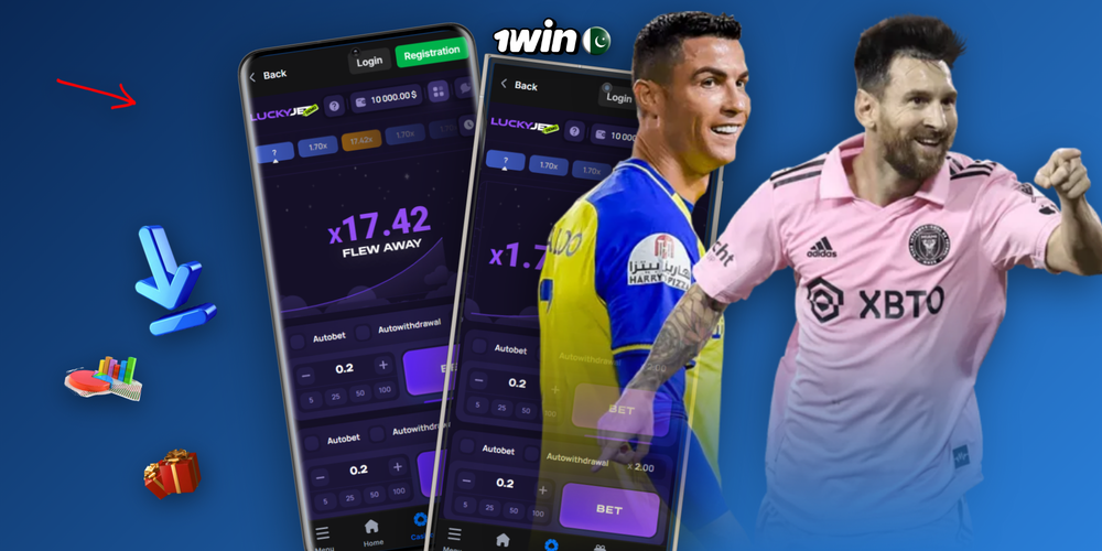 1Win Lucky Jet multiplier curve chart with PKR bankroll showing smart cash-out points