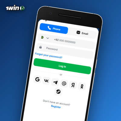 1Win one-click registration selecting PKR currency in Pakistan