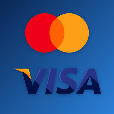 Visa and Mastercard bank card tile for instant PKR top-ups on 1Win online