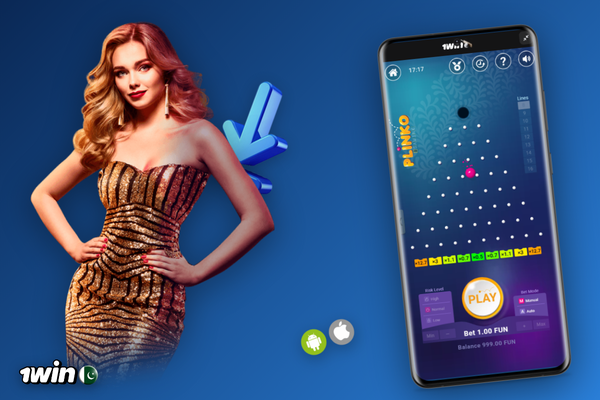 1Win Plinko casino risk level comparison — low medium and high with PKR stakes